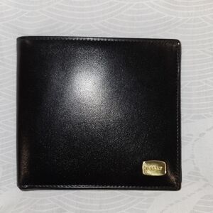 Bally Black Leather Wallet with Gold Logo